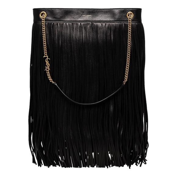 Saint Laurent Grace Black Tassel Leather Hobo Shoulder - Picture 1 of 6